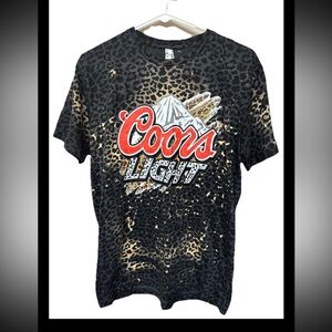 NWOT L.A.T. Coors Light Leopard Print Graphic Tee Women’s Medium